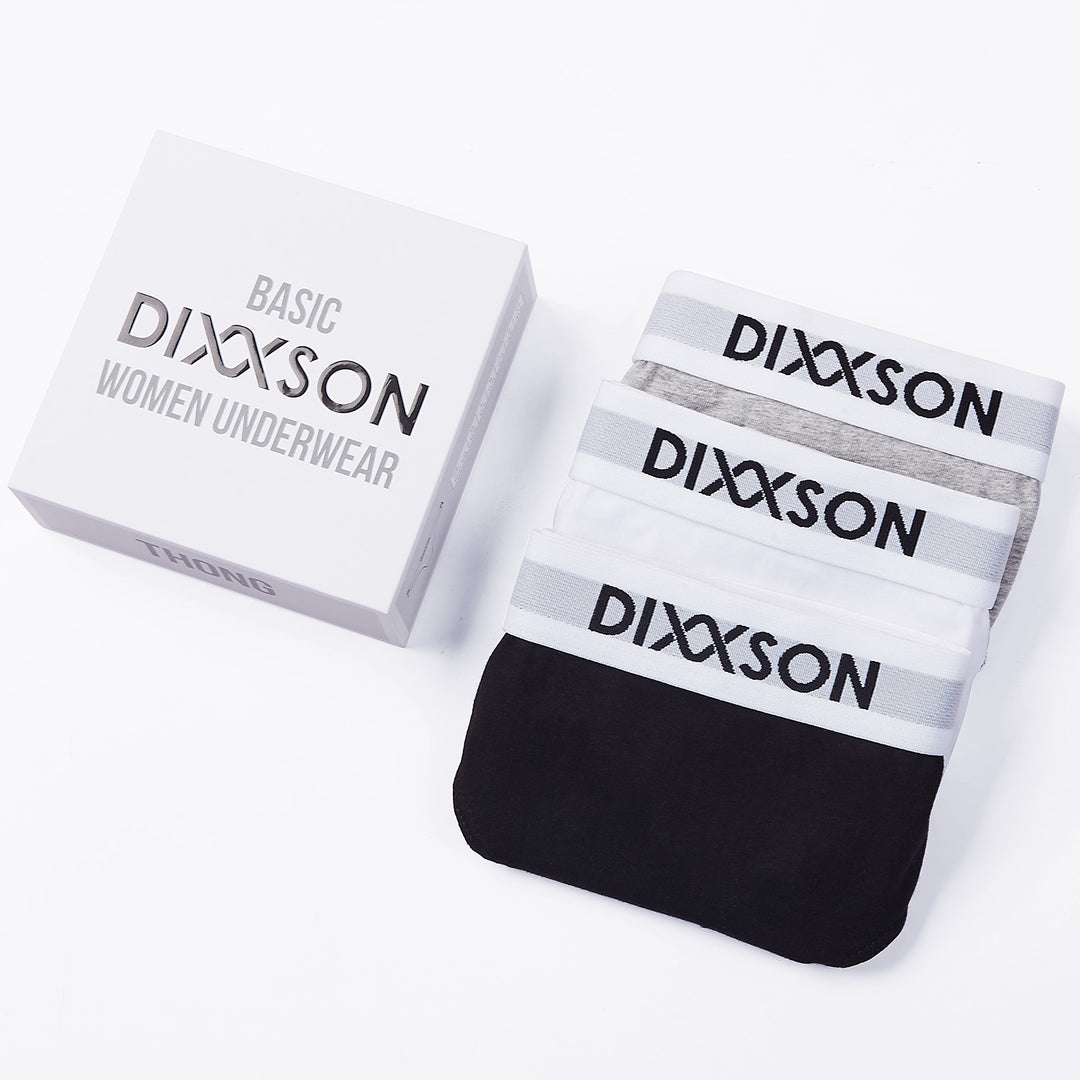 DIXXSON Basic Tanga schwarz grau weiß - Verpackung