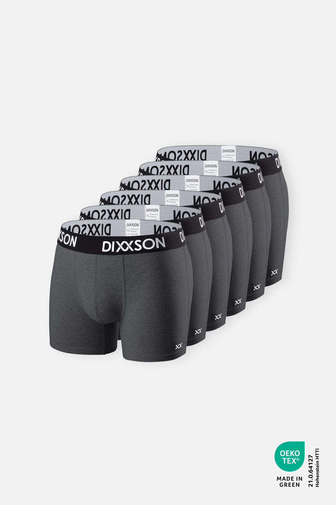 DIXXSON Basic Boxershorts für Herren Anthrazit 6er Pack