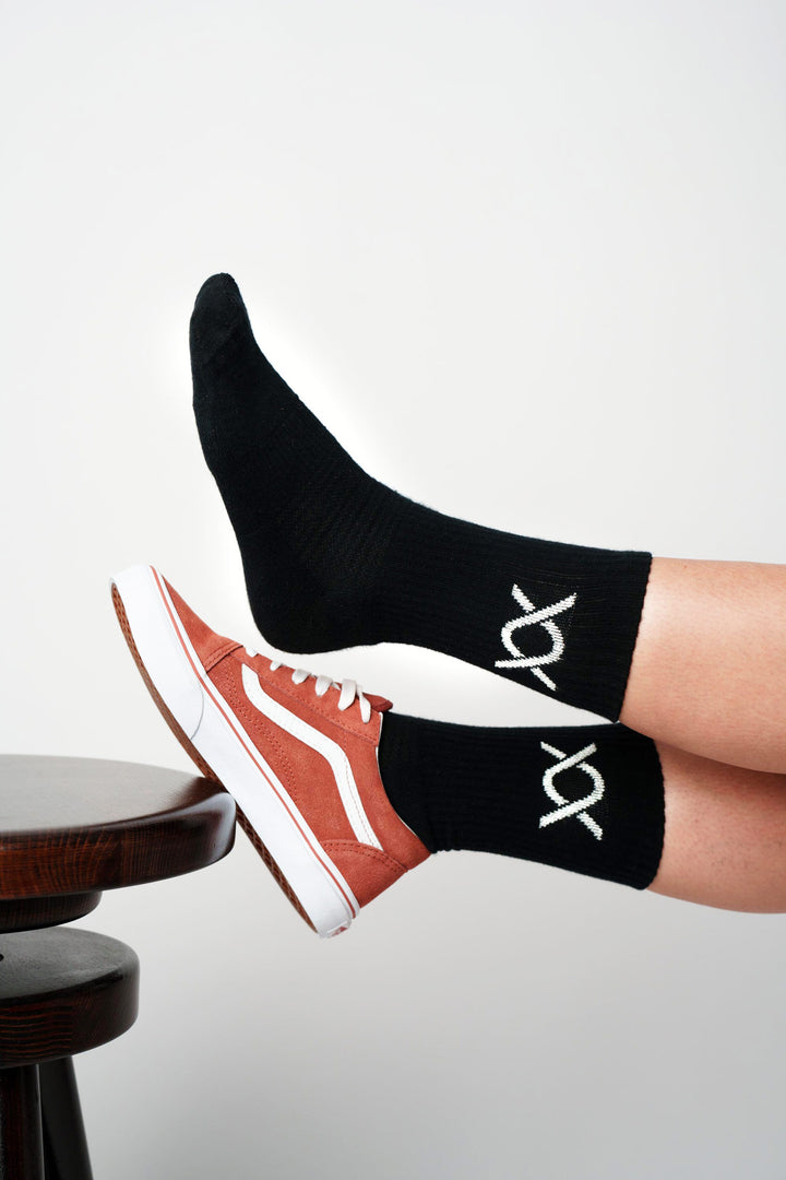 DIXXSON Crew Tennis Socken - schwarz - Unisex für Damen und Herren - super bequem