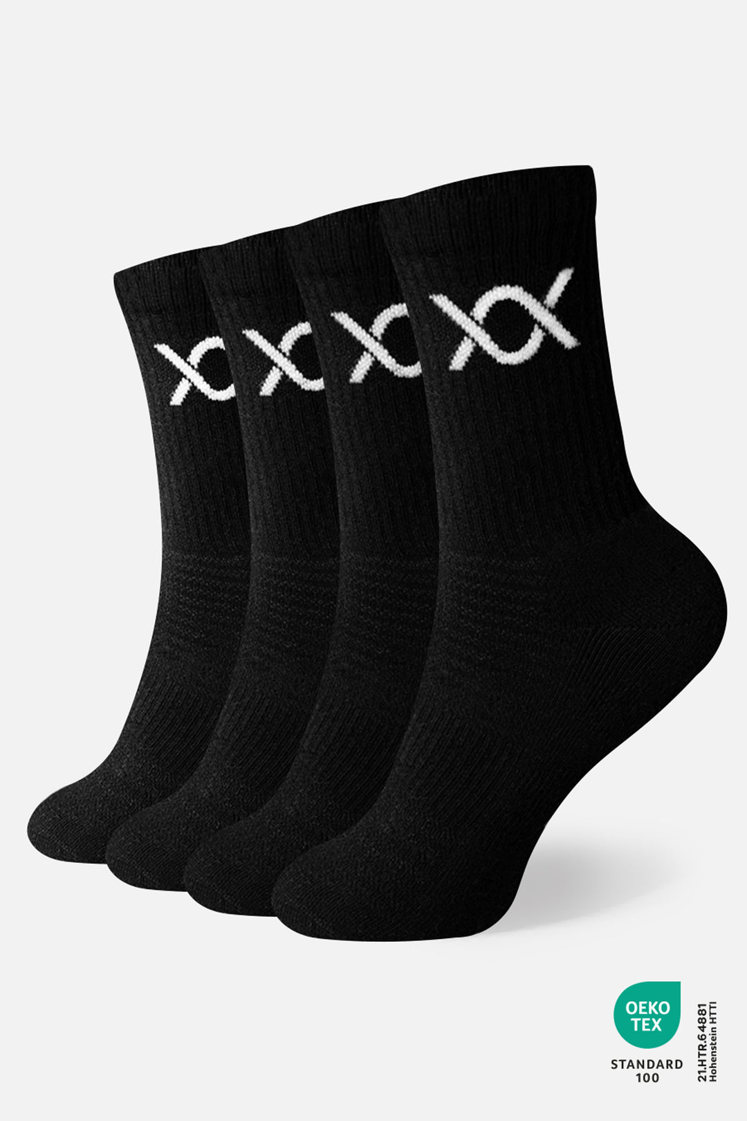 DIXXSON Crew Tennis Socken - 6er Pack - schwarz -  Unisex für Damen und Herren - Bio-Baumwolle 