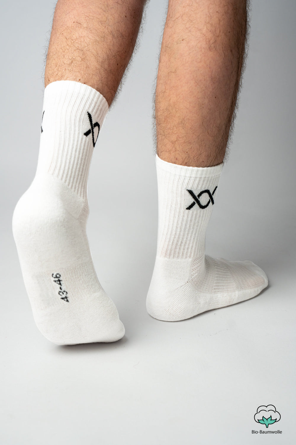DIXXSON Crew Tennis Socken - weiß - Unisex für Damen und Herren - Bio-Baumwolle - Ansicht von hinten