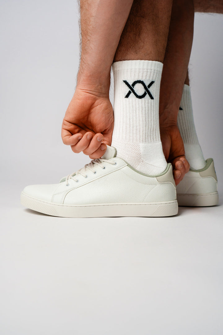 DIXXSON Crew Tennis Socken - weiß - Unisex für Damen und Herren - Bio-Baumwolle - super bequem