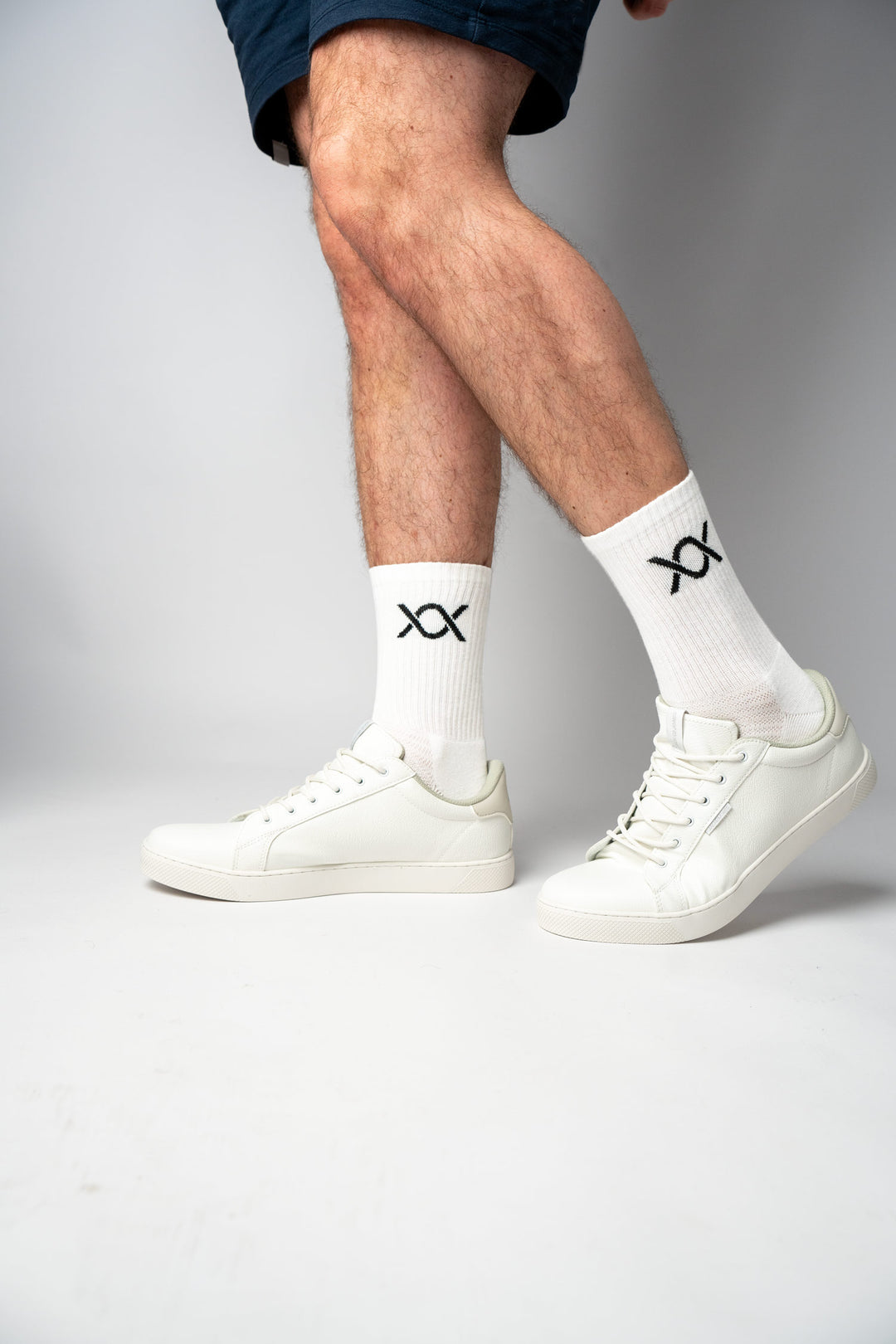 DIXXSON Crew Tennis Socken - weiß - Unisex für Damen und Herren - Bio-Baumwolle