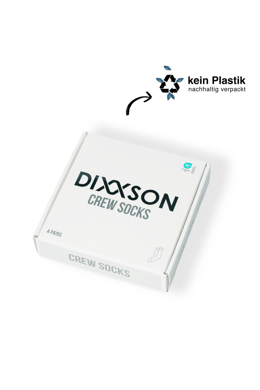 DIXXSON Crew Tennis Socken - umweltfreundliche Verpackung - Unisex für Damen und Herren - Bio-Baumwolle 