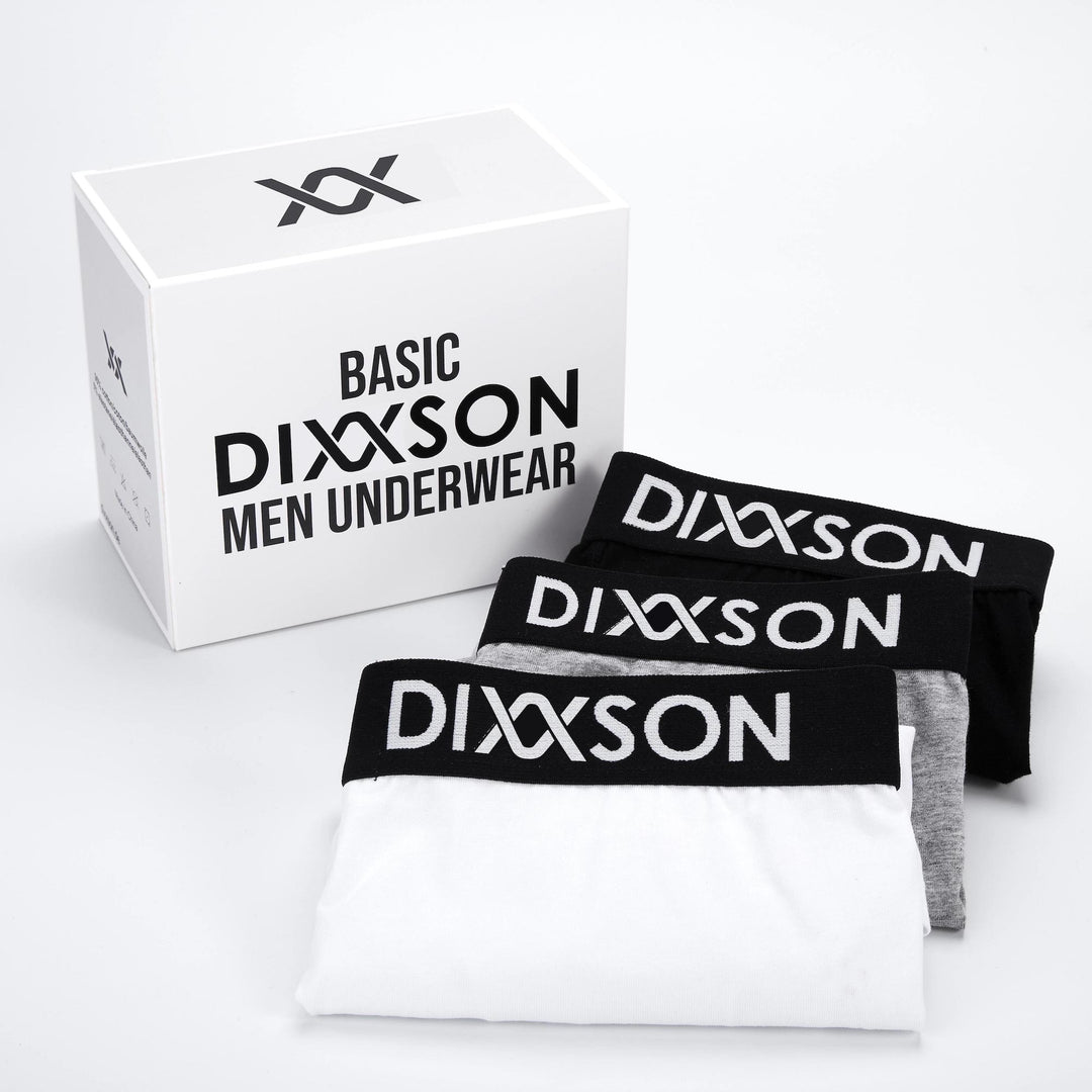 DIXXSON Basic Boxershorts schwarz grau weiß - Verpackung
