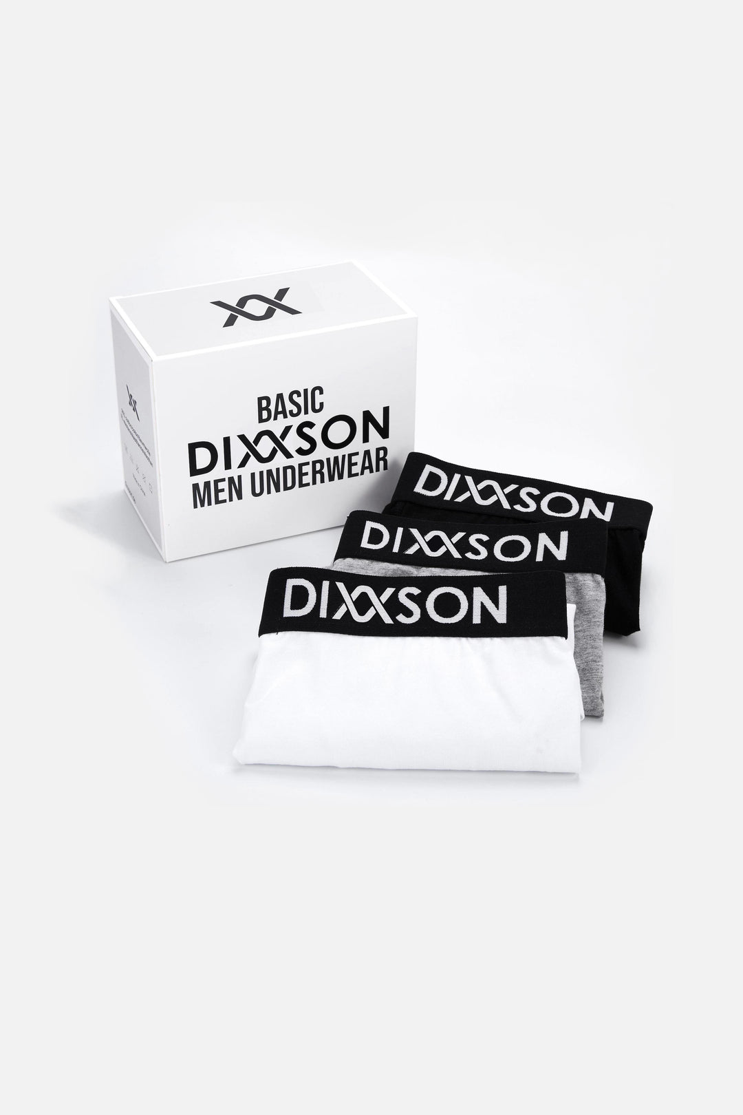 DIXXSON Basic Boxershorts Unterwäsche für Herren 6er Pack - schwarz grau weiß - Verpackung