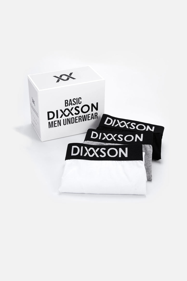 DIXXSON Basic Boxershorts Unterwäsche für Herren 6er Pack - schwarz weiß grau - Verpackung
