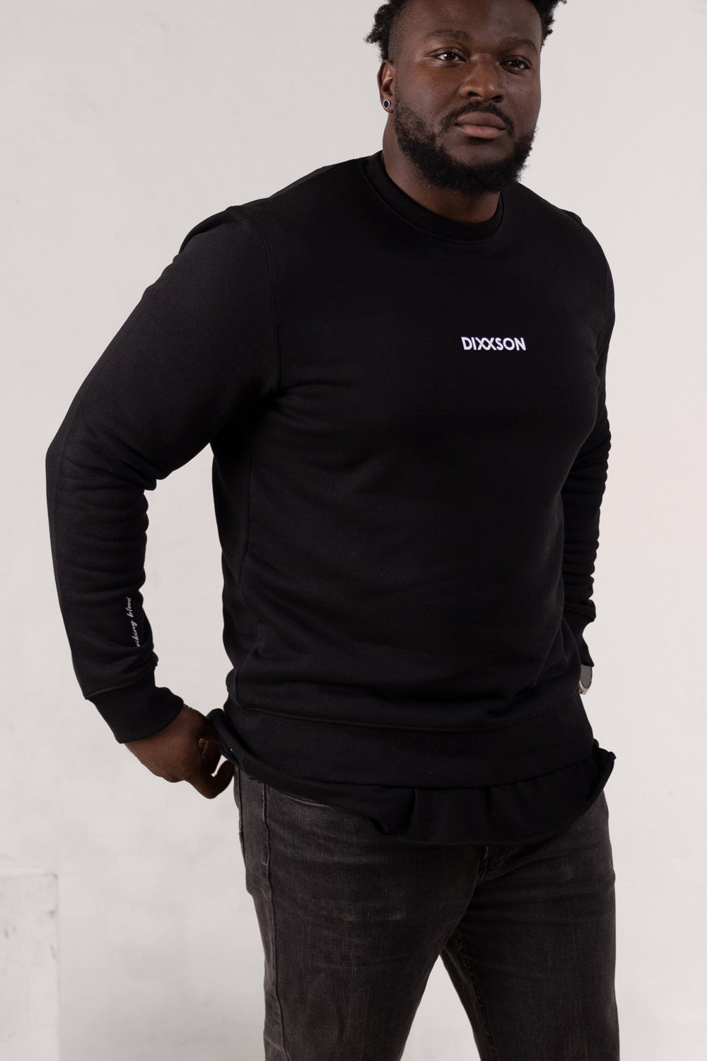 DIXXSON Crew Neck Sweater Pullover Herren Bio Baumwolle ragnar black schwarz Vorderseite