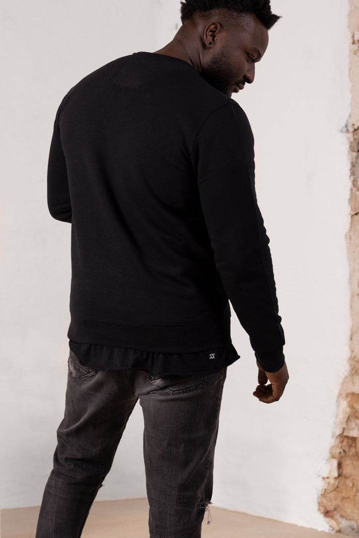 DIXXSON Crew Neck Sweater Pullover Herren Bio Baumwolle ragnar black schwarz rückseite