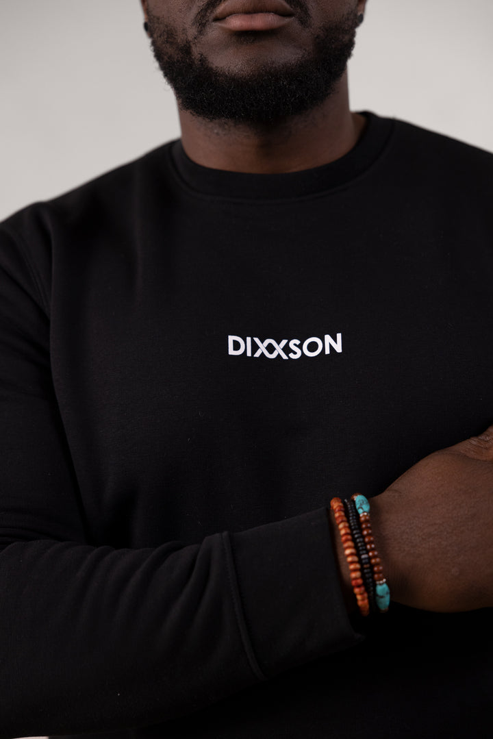 DIXXSON Crew Neck Sweater Pullover Herren Bio Baumwolle ragnar black schwarz logo brust
